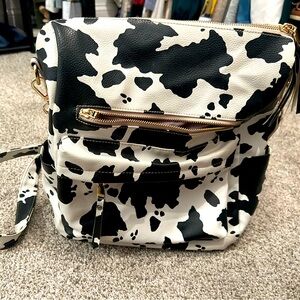 Black and White Cow Print Women's Backpack Bag
